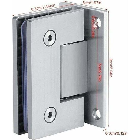 YMYNY Charnière Pince de Porte Verre 90º Support Mural sans Cadre Clip pour Porte de Douche en Verre 8-10mm avec vis Accessoire (1/4)