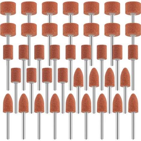 Jeu de 42 Meules en Oxyde d'Aluminium Mèches de Ponçage avec Tige de 1/8" Compatible avec Dremel pour Meulage, Polissage Ébarbage métaux