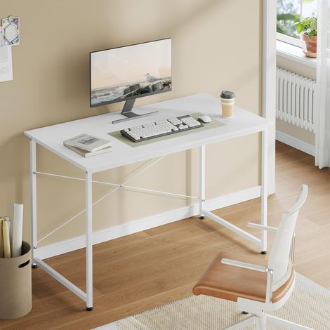 WOLTU Tavolo da studio scrivania per computer, postazione di lavoro moderna per ufficio, tavolo da pranzo per casa e ufficio, 120x60 cm, Bianco (1/5)