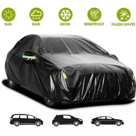 Bâche pour Voiture Exterieur Imperméable - Housse de Protection Étanche Couverture Voiture (4.9×1.8×1.5m) Noir (1/5)