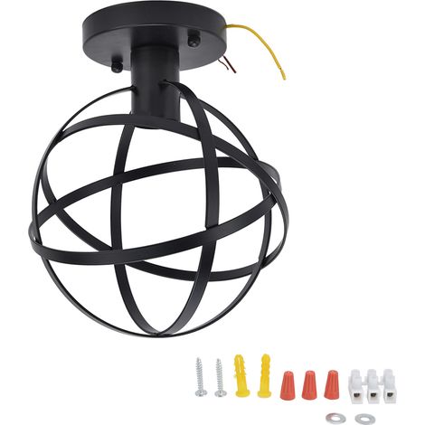 Suspension luminaire Plafonnier Style Rétro Cage Métal Noir Fer pour Cuisine Salon Salle à Manger 85-250V E26 (1/5)