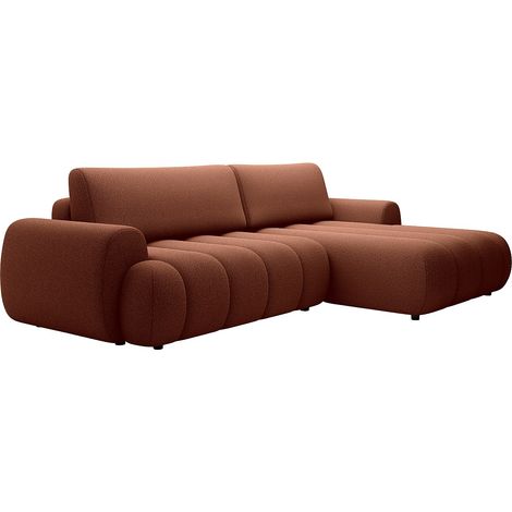 Divano angolare destro convertibile in tessuto terracotta FRIDORA (1/4)