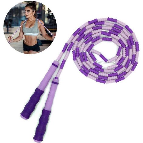 Corde à sauter Amble à segments souples et perlés - Réglable pour hommes, femmes et enfants - Anti-nœuds - Idéale pour garder la forme, s'entraîner, faire du sport, etc. - 2,74 m (1/2)