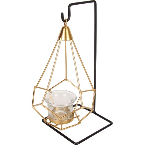 Support Bougie Géométrique En Alliage Pour Théière - Présentoir Décoratif Stable Pour Table Et Mariage - Noir - 1 Pièce (1/5)