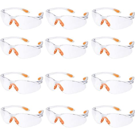 Confezione da 12 occhiali di sicurezza, occhiali protettivi da lavoro, lenti trasparenti, naselli in gomma, occhiali di sicurezza per cantieri edili, antigraffio, unisex. (1/5)