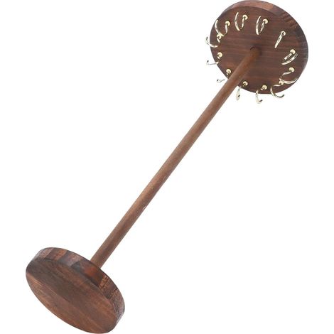 Wooden Jewelry Display Stand, Solid Wood Multi-Hook Necklace Organizer with an Elegant Design for Desktop Use (1/5)