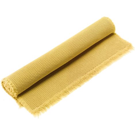 Tapis de Bain en Coton Curry avec Franges Sortie de Douche Motif Grain de Riz 54 x 64 cm - PANGIVO (1/2)