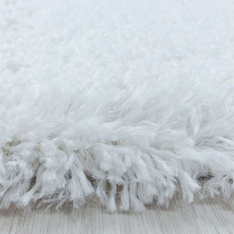 Tapis shaggy moelleux uni rond Matheo Blanc Ø 160 (1/5)