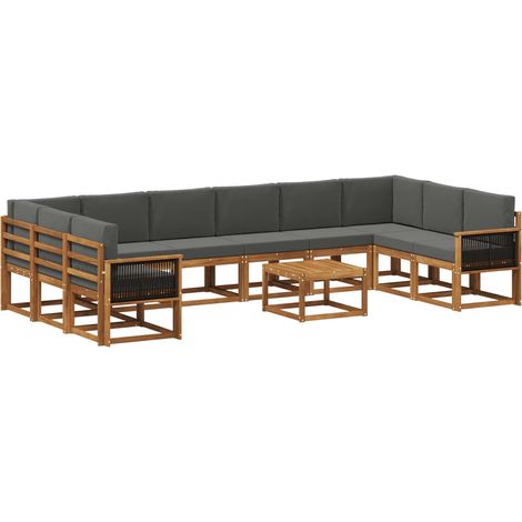 Set di divani da esterno 11 pz Naturale e Antracite vidaXL (1/5)