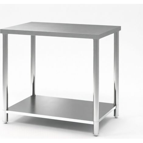 Tavolo da lavoro in acciaio inox a 2 ripiani 90 x 60 x 86 cm HOMVRA (1/5)