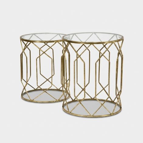 Beistelltische Mauro Ferretti gold Metall Glas Ø 42 x 53 cm (1/5)