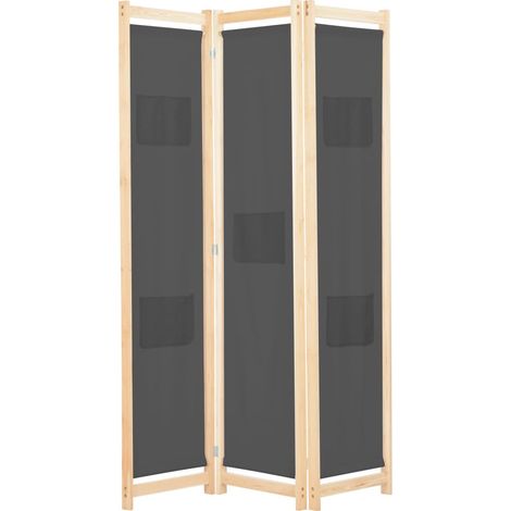 Cloison de séparation 3 panneaux Gris 120x170x4 cm Tissu (1/5)