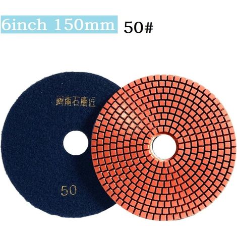 6 Pouces 150mm Tampons De Polissage Diamant Sec/humide Disques De Meulage Flexibles Pour Béton Granit Marbre 30-3000 Disque De Ponçage,50Grit (1/4)