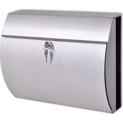 Boîte aux lettres murale – Acier inoxydable – Fente 37,5 cm – Porte-journaux – 2 clés – Design moderne (1/5)