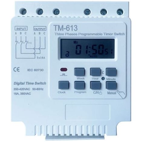 TM-163 triphasé 380V / 50-60Hz 16A commutateur de minuterie de Puissance de contrôle programmable hebdomadaire numérique Intelligent (1/4)