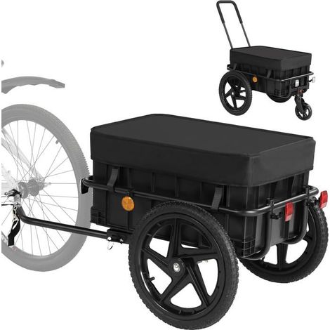 FIXIMASTER Remorque Vélo Cargo et Chariot de Transport 2 en 1, avec Barre Coulissante, Charge 40kg, Pneus 40cm (1/5)