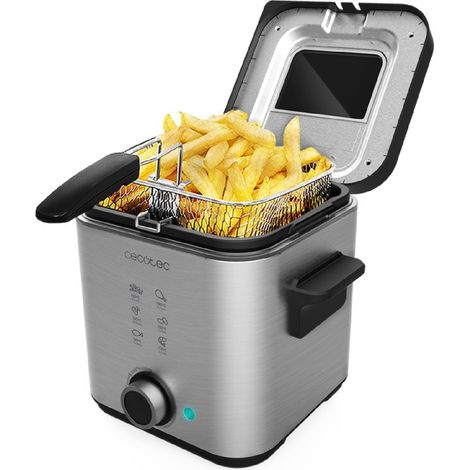 Cecotec – Friteuse électrique 1500W en acier inoxydable – Température réglable jusqu'à 190°C – Cuve amovible antiadhésive – Couvercle avec fenêtre de contrôle (1/6)
