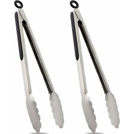 Lot de Pinces de Cuisine Professionnelles - Acier Inoxydable avec Embouts en Silicone antiadhésifs et résistants à 250°C - Ustensiles de Cuisine excellentes pour Cuisiner, Servir et Griller (1/5)
