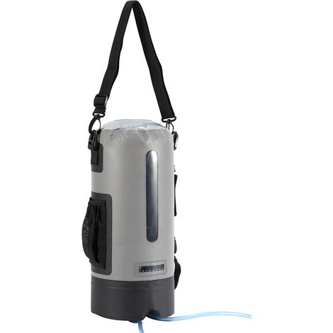 Jiubiaz Douche de camping 12L avec pompe, douche portable de voyage pour jardin, camping, animaux et plage, avec sac de rangement