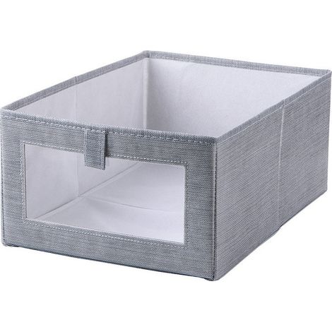 Faltbare Aufbewahrungsboxen mit klarem Fenster, Aufbewahrungskorb aus Pappe mit Griff für Kleiderschrank, Schrank, Grau