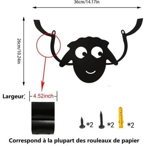 Porte-Papier Toilette Mouton - Porte-Rouleau Murale en Fer Forgé - Décoration Salle de Bain Rustique - 1 Pièce (1/4)