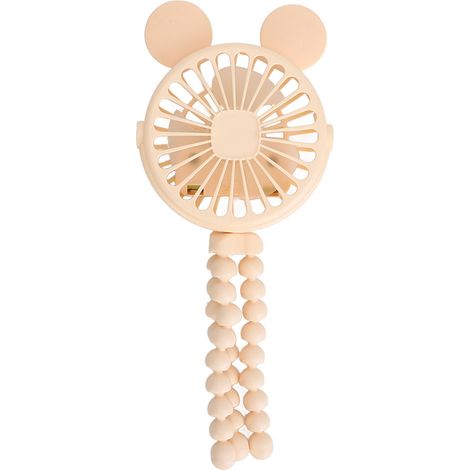 Ventilateur trépied flexible, rond, trois vitesses de ventilation, avec veilleuse LED, ventilateur portable pour poussette, convient aux bureaux, jaune. (1/5)