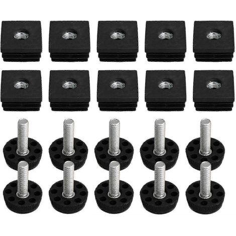 10 pieds de meubles réglables à filetage M8 et pieds de table carrés de 3x3 cm avec embouts de 25-26 mm. (1/5)