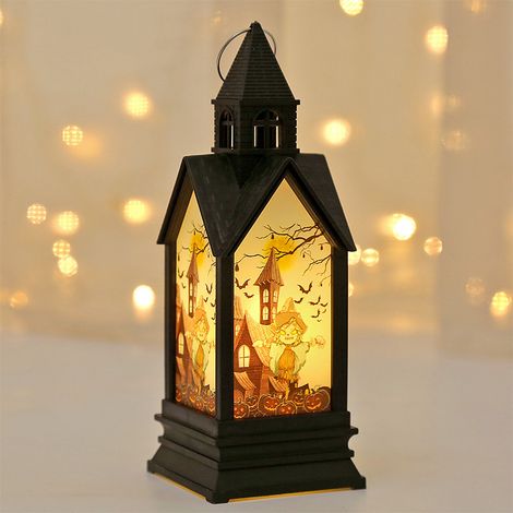 Lanternes décoratives d'Halloween : lanternes citrouilles, bougies LED, bougies scintillantes sans flamme, décorations de jardin d'Halloween (1/5)