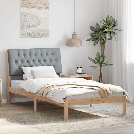 Estructura de Cama con Cabecera Tapizada Marrón 100 x 200 cm