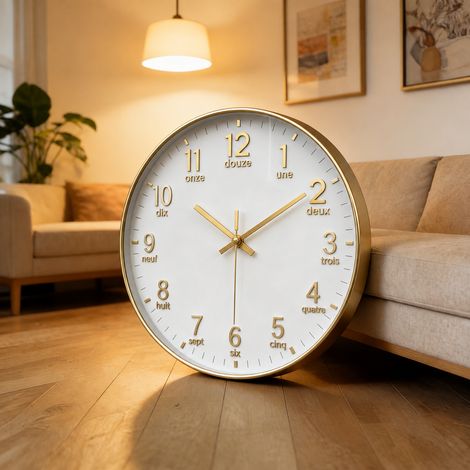 Horloge murale ronde 20 cm silencieuse or champagne réf 2429 20 × 20 × 4 cm 400 g – Livraison gratuite