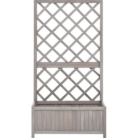 Maison Exclusive - Fioriera con Traliccio Grigia 70x30x135 cm in Massello di Abete (1/5)