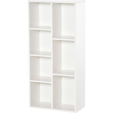 Bibliothèque Bibliothèque en bois avec 7 compartiments de rangement Plantes Dossiers pour salon Chambre Bureau 50 x 24 x 106 cm Blanc (1/5)