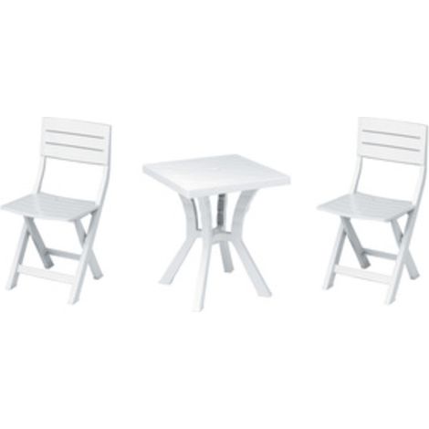 Set Duetto Resinatavolo e 2 Sedie Bianco Dimaplast 2000