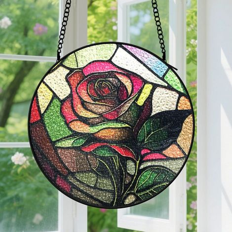 30cm Suspension en vitrail - Attrape-soleil élégant coloré en verre, décoration fenêtre unique, cadeau Fête des Pères pour homme, femme, papa (1/5)