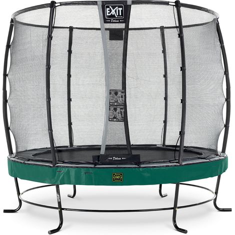 EXIT Elegant Premium Trampoline 8.3ft with Deluxe Safety Net – Green
