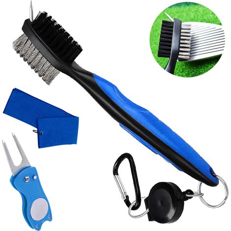 Serviette De Golf - Brosse À Clubs - Fourche À Billes Pliante Avec Marqueur Magnétique - Lot Complet 1 Pièce (1/5)