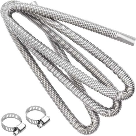 Flexible Pour Echappement 300 cm,Voiture Tuyau d'Echappement, Tuyau d'Échappement de Chauffage de Voiture, Tuyau d'Évent de Gaz Diesel Avec Deux Pinces En Acier Inoxydable (1/4)