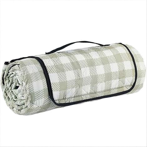 Couverture de pique-nique extérieure, 203 x 203 cm, imperméable et pliable, à carreaux vichy, idéale pour la plage, le camping, la pelouse ou le parc. (1/5)