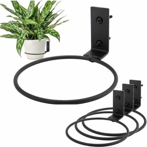Support Muraux Pot De Fleurs, 4pcs Fixation Murale Pot De Fleur Métal Support De Pot De Fleur Mural Porte Pot De Fleur Anneau Antirouille Support De Jardinière à Fixer Pour Jardin 4 Pouces Noi (1/4)