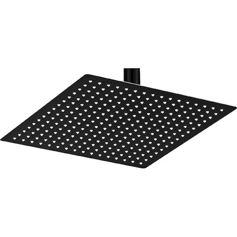 Pommeau de douche de pluie 30,5 cm carrée en acier inoxydable haute pression de 30,5 cm - Ultra mince - Couverture intégrale avec buse en silicone - Finition noire sans empreintes digitales (1/5)