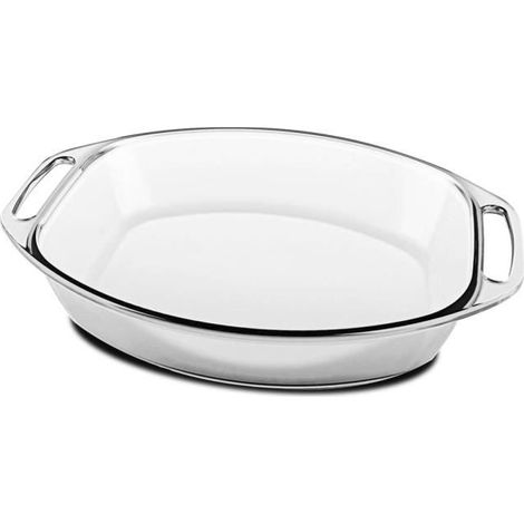 Plat à four oval avec anses, moule de cuisson, capacité 3.2 L - Longueur 35.8 x Profondeur 24.2 x Hauteur 7 cm -JUANIO (1/3)