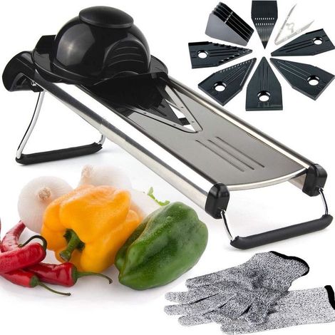 Chef's INSPIRATIONS Mandoline coupe-légumes avec lame en V, mandoline et mandoline à julienne avec 6 inserts différents (1/4)