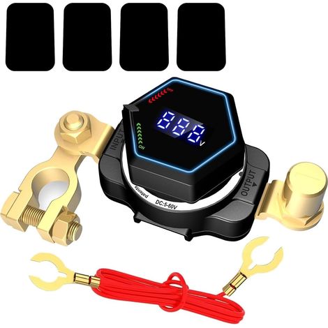 Isolateur de batterie numérique avec indicateur de tension LED, 250 A, connecteurs en cuivre plaqué argent pour camping-car, bateau, voiture, camion, ATV, UTV (1/5)