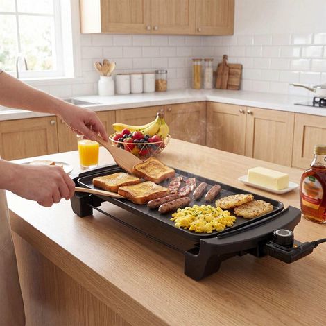 Pour balcon, camping ou soirées, grill de table teppanyaki compact avec poignées froides et chauffe rapide (1/2)