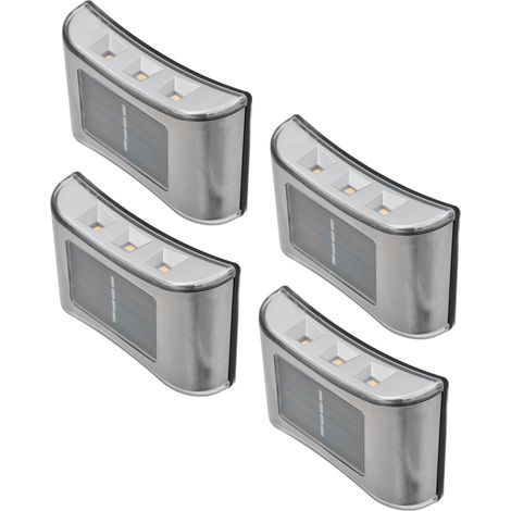 Lot de 4 lampes solaires murales LED, sources de lumière alternatives pour l'extérieur, étanches, à énergie solaire, lumière blanche (1/5)