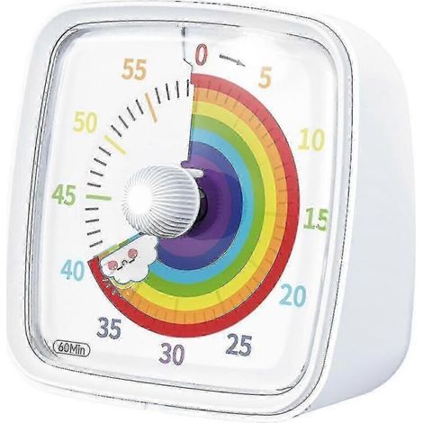 Minuteur visuel 60 minutes avec veilleuse, compte à rebours, minuteur Pomodoro à motif arc-en-ciel, convient aux enfants et aux adultes (1/4)