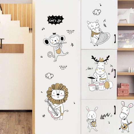 Stickers muraux animaux pour chambre d'enfant, papier peint dessin animé (1/4)