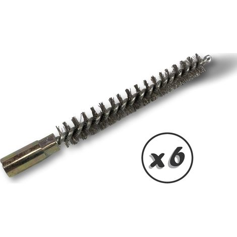 Ecouvillon ACIER Condenseur Lot de 6 Ø 10 mm Raccord laiton taraudé M6 femelle Torsade en acier galvanisé Brosse nettoyage paroi tube alésage Kibros 4TCA10x6