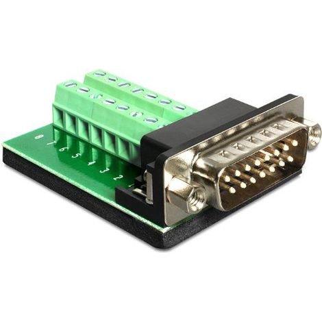 DeLOCK 65275 - Adaptador para cable (Sub-D 15 pin Gameport/16 pin Terminal block, macho), Verde (1/2)