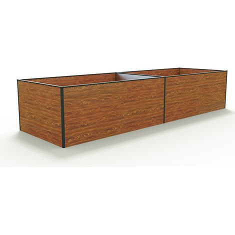 GFP Hochbeet Kräuter-Gemüse-Beet KINGSIZE DANIELA Aluminium - 387 x 119 x 77 cm - Holzoptik - formstabil und witterungsbeständig mit Aluminium-Hohlkammerprofilen